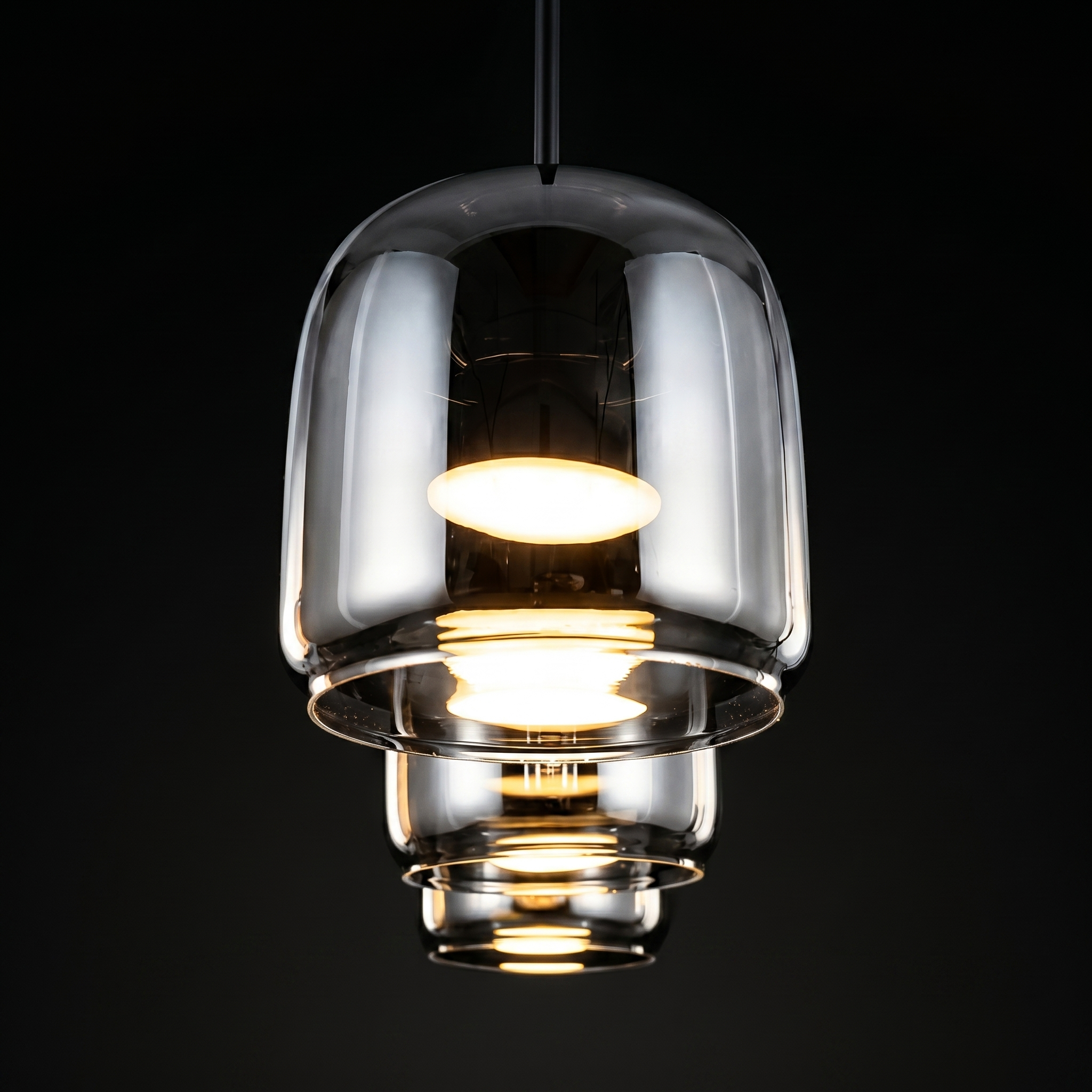 EmberGlow | Elegant Smoky Gray Glass Kitchen Pendant Light Fixture
