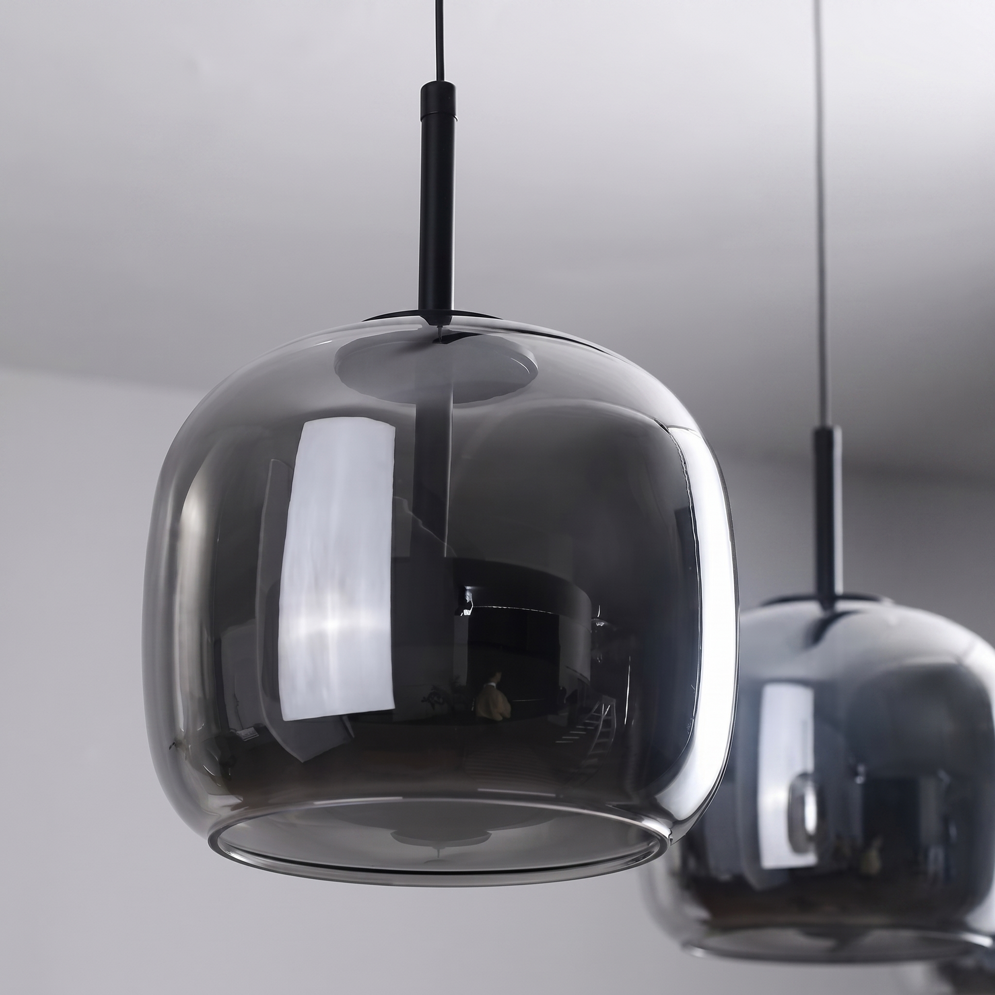 EmberGlow | Elegant Smoky Gray Glass Kitchen Pendant Light Fixture