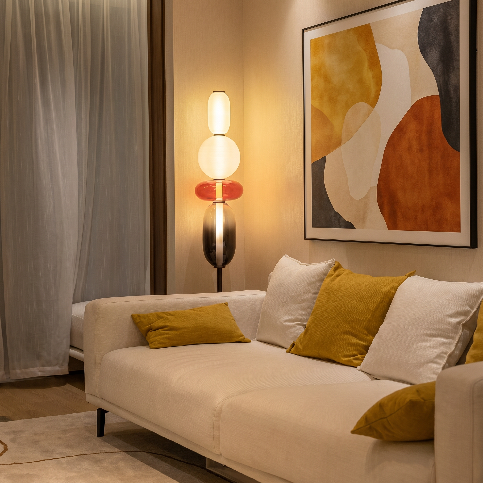 Modern Glass Floor Lamp – Sculptural Standing Light for Living Room & Bedroom