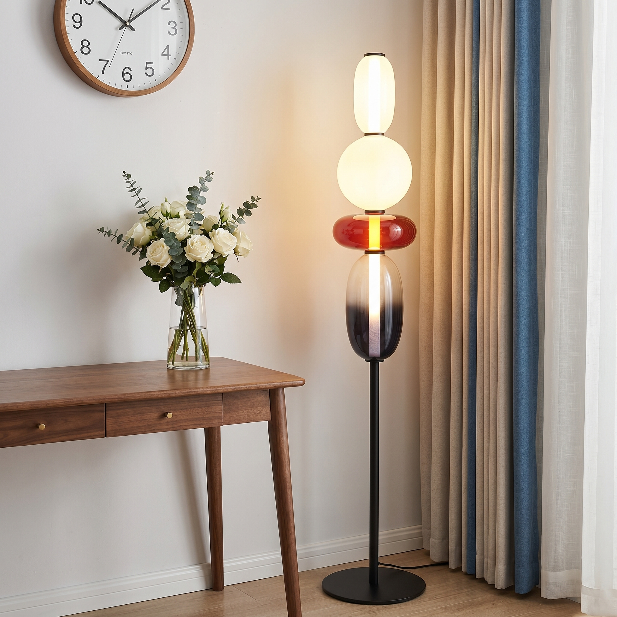 Modern Glass Floor Lamp – Sculptural Standing Light for Living Room & Bedroom