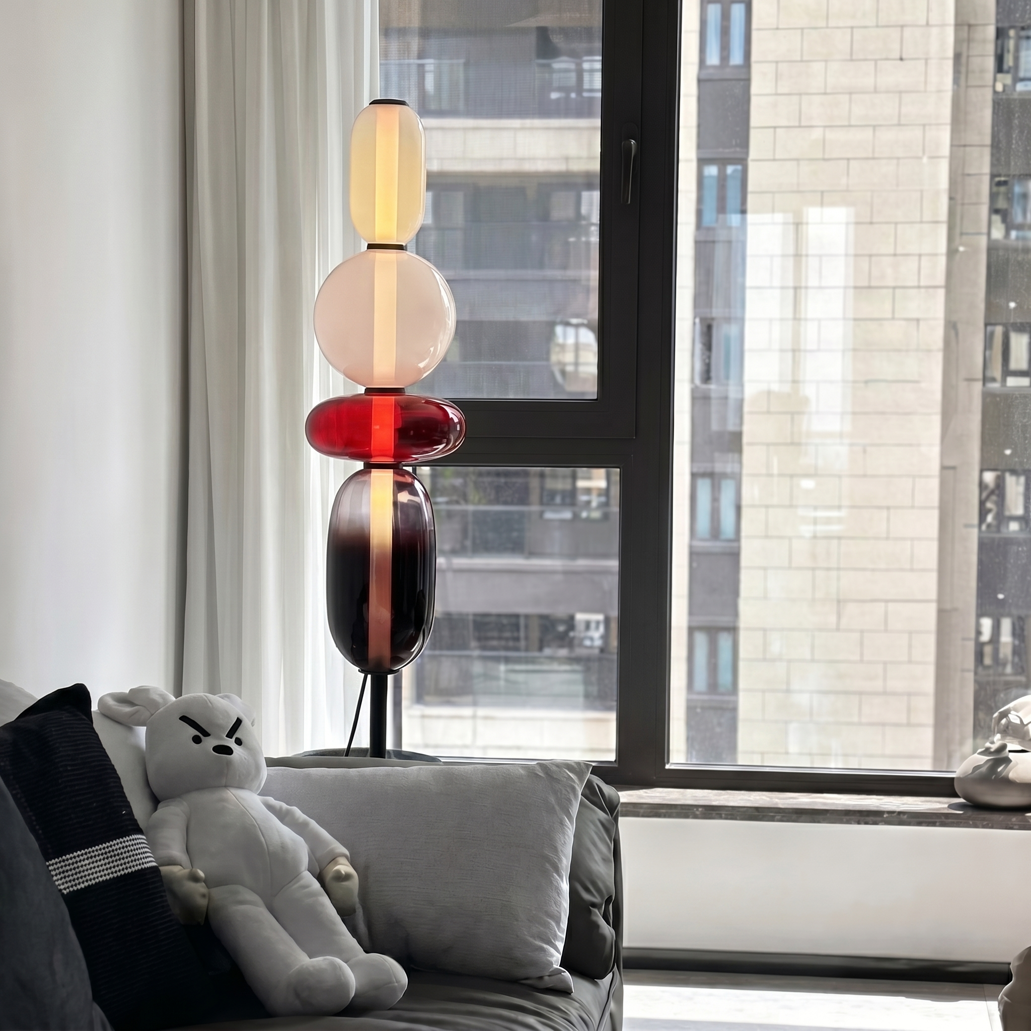 Modern Glass Floor Lamp – Sculptural Standing Light for Living Room & Bedroom