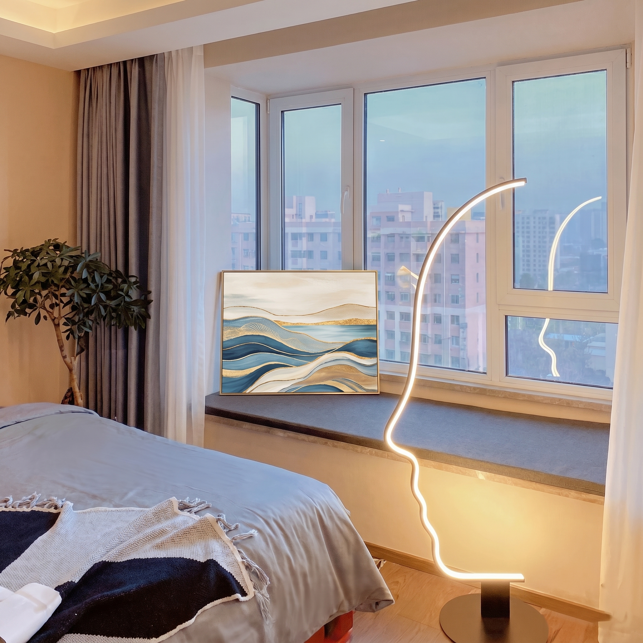 Sculptural Face Floor Lamp | Modern Design with Warm LED Light | Contemporary Lighting for Living Spaces