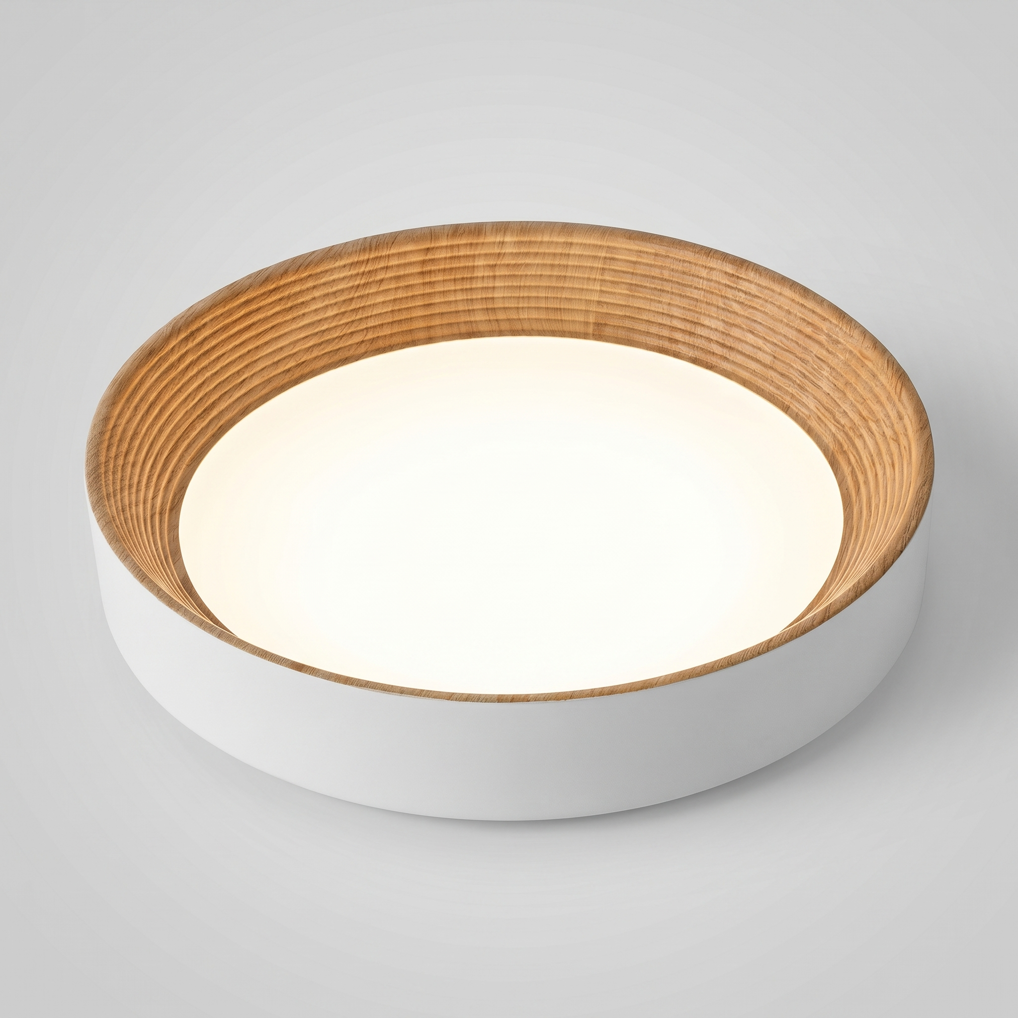 Nordic Creative | Round LED Ceiling Light with Wood Grain Finish | Minimalist Design for Living Room and Bedroom
