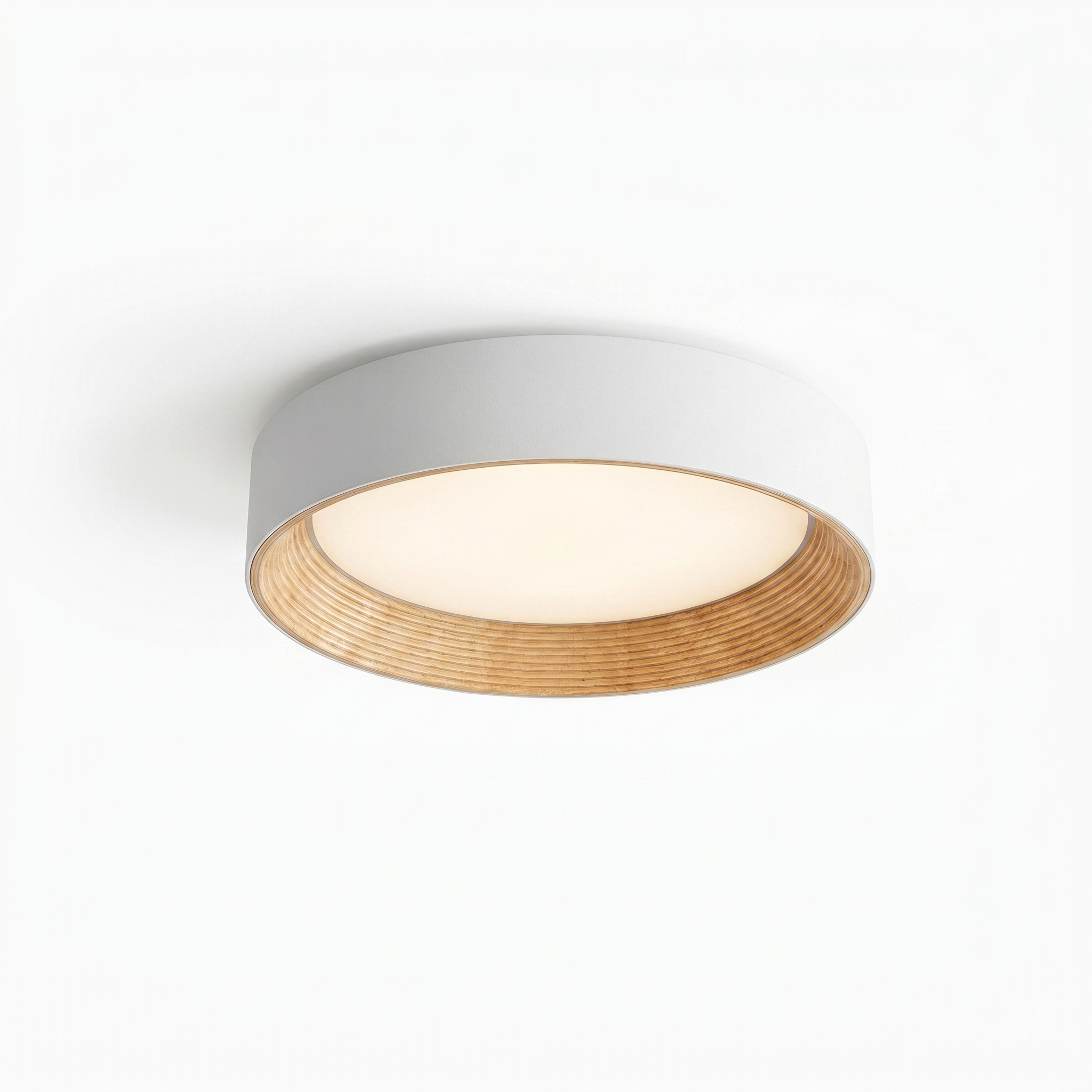 Nordic Creative | Round LED Ceiling Light with Wood Grain Finish | Minimalist Design for Living Room and Bedroom