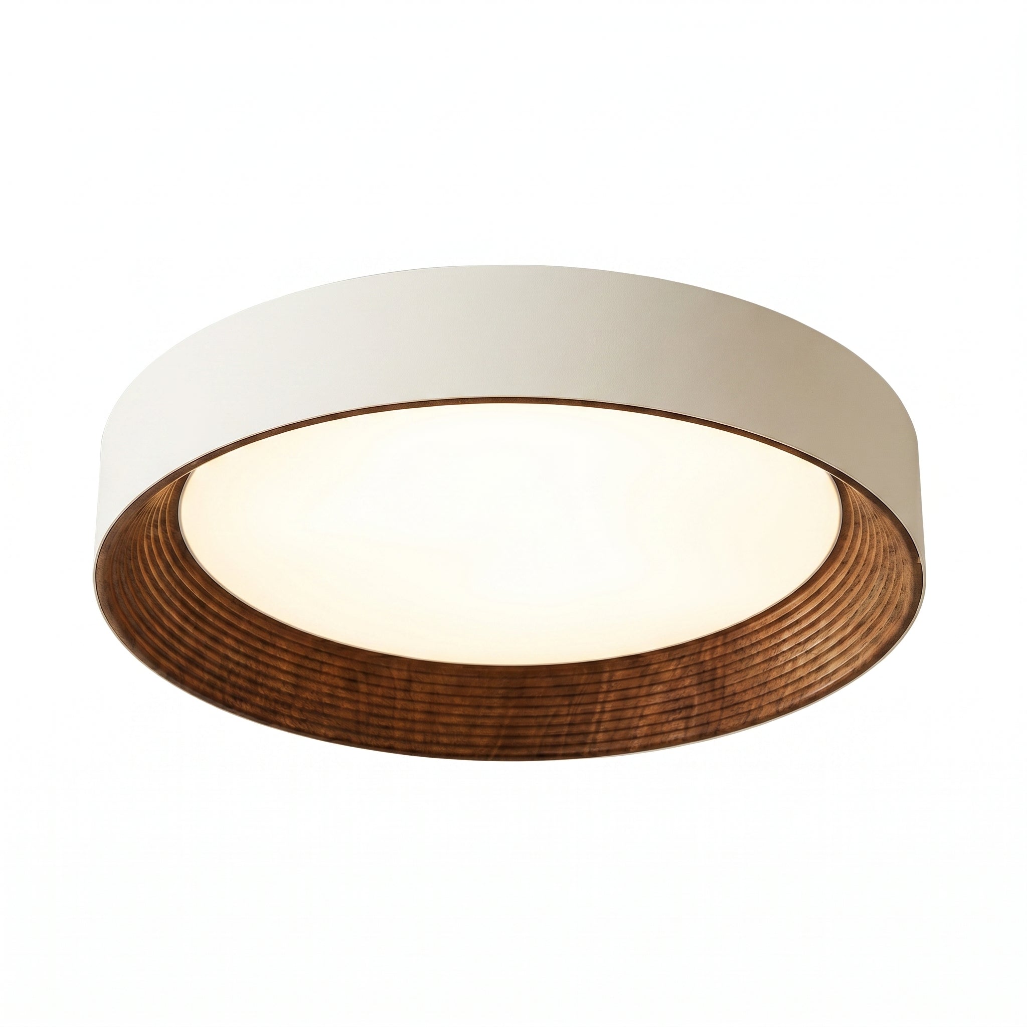 Nordic Creative | Round LED Ceiling Light with Wood Grain Finish | Minimalist Design for Living Room and Bedroom