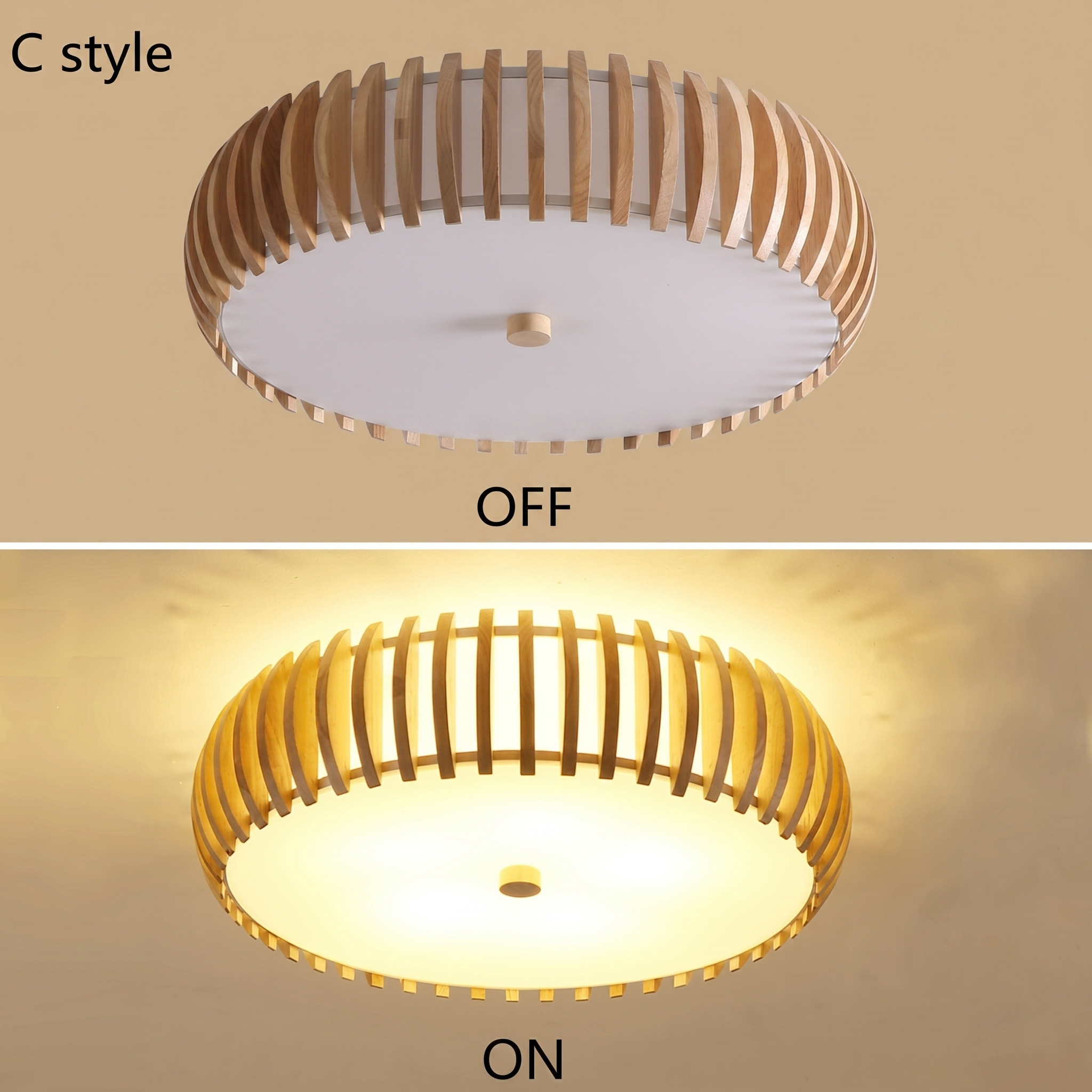 Elegant Wood Ceiling Light Fixture with Circular Design | Perfect Illumination for Dining Room and Living Spaces