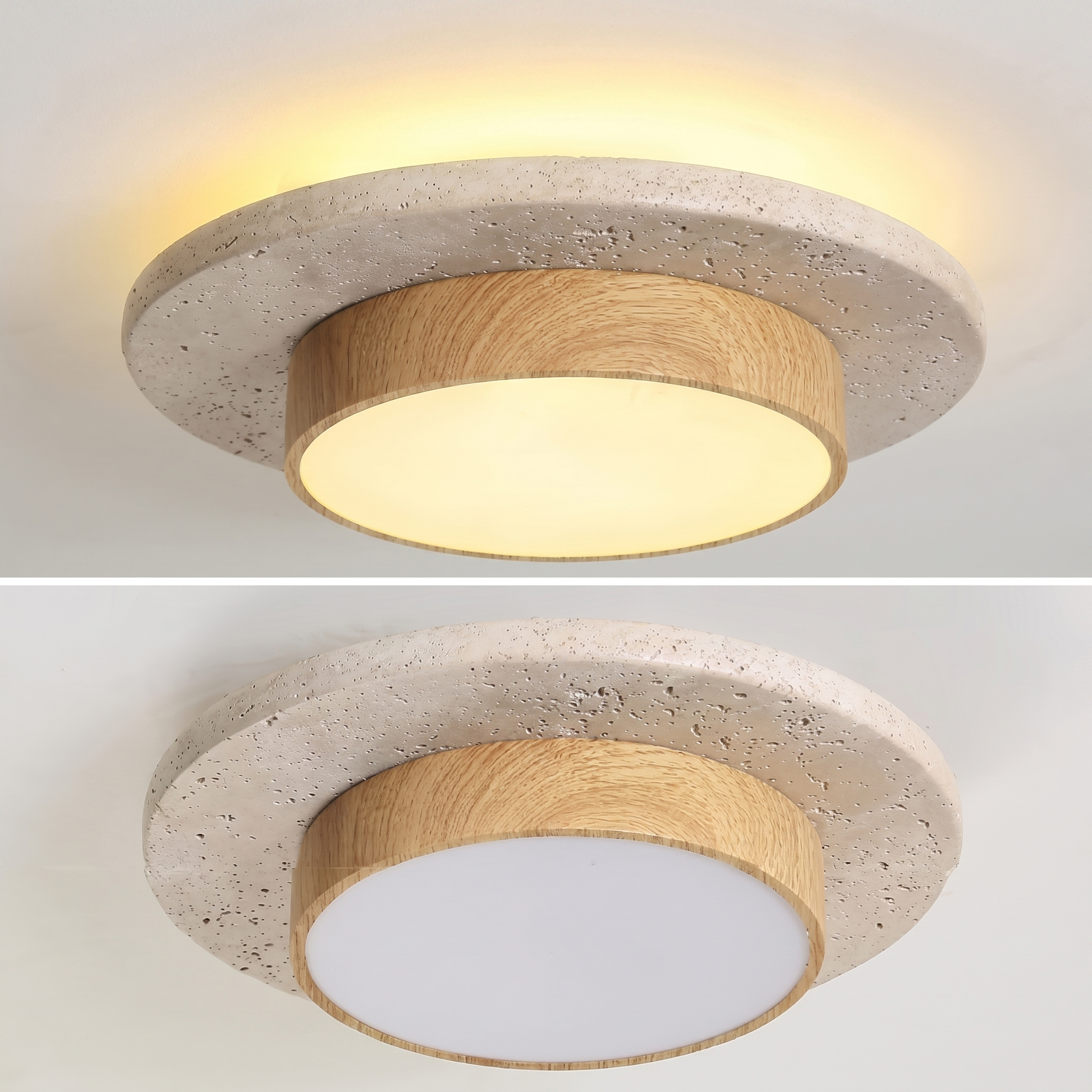 Wabi Sabi Nordic Wood LED Flush Mount Ceiling Light 22cm