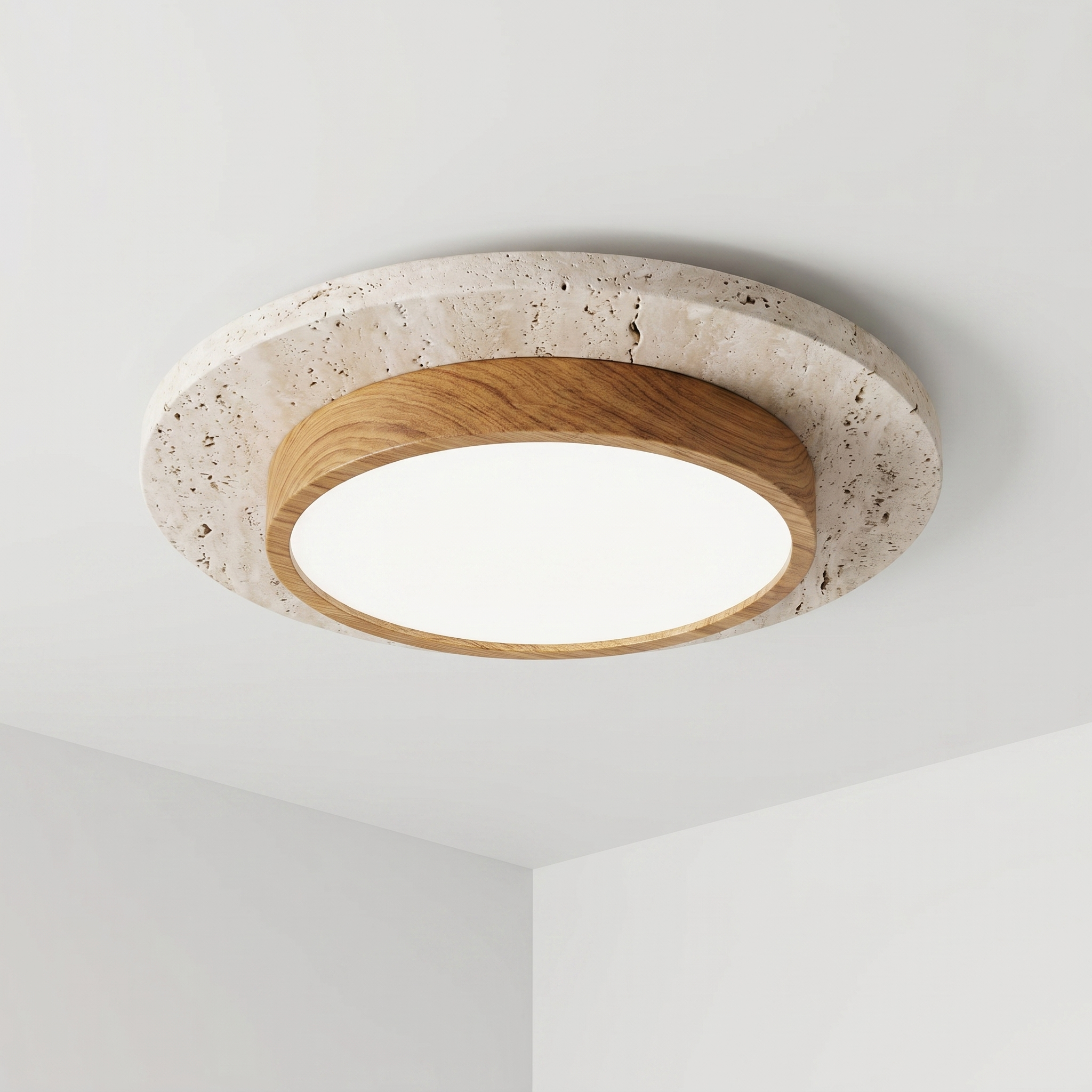 Wabi Sabi Nordic Wood LED Flush Mount Ceiling Light 22cm