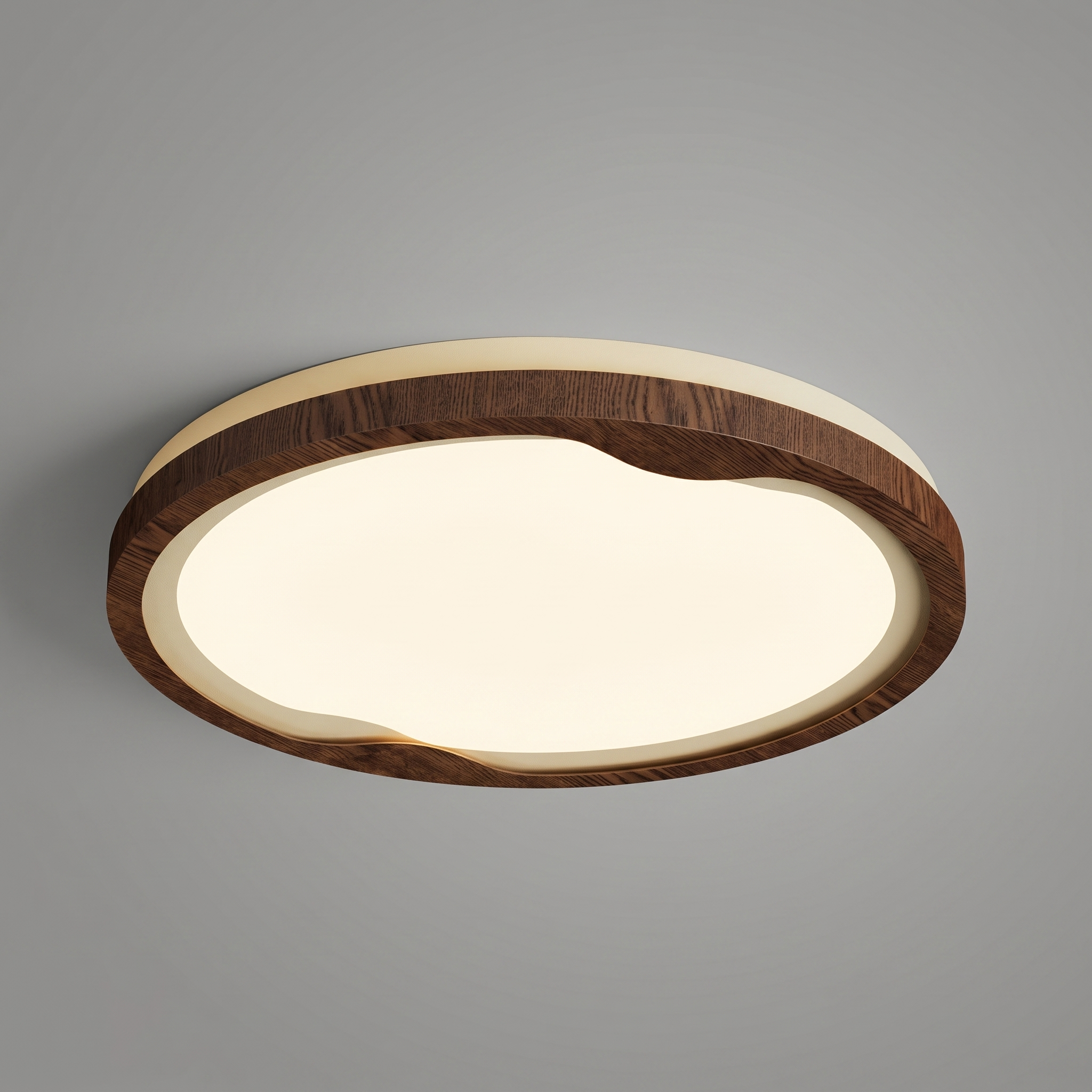 Modern LED Ceiling Light Fixture with Dimmable Brightness | Stylish Wood Grain Design for Home Decor