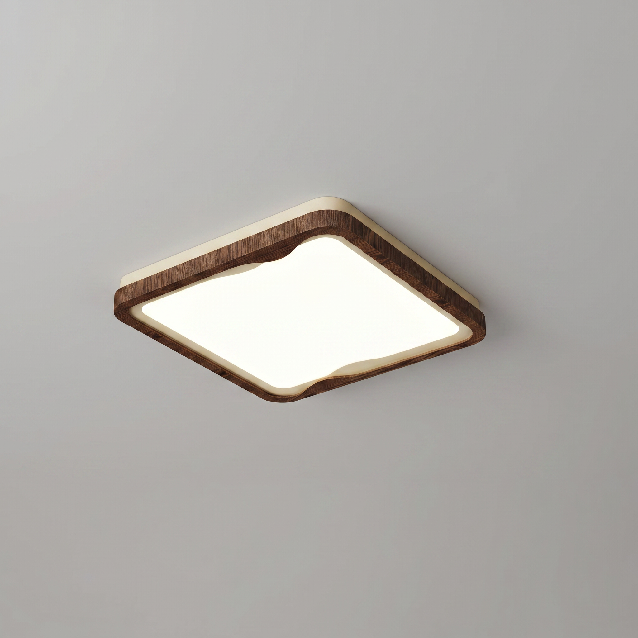 Modern LED Ceiling Light Fixture with Dimmable Brightness | Stylish Wood Grain Design for Home Decor