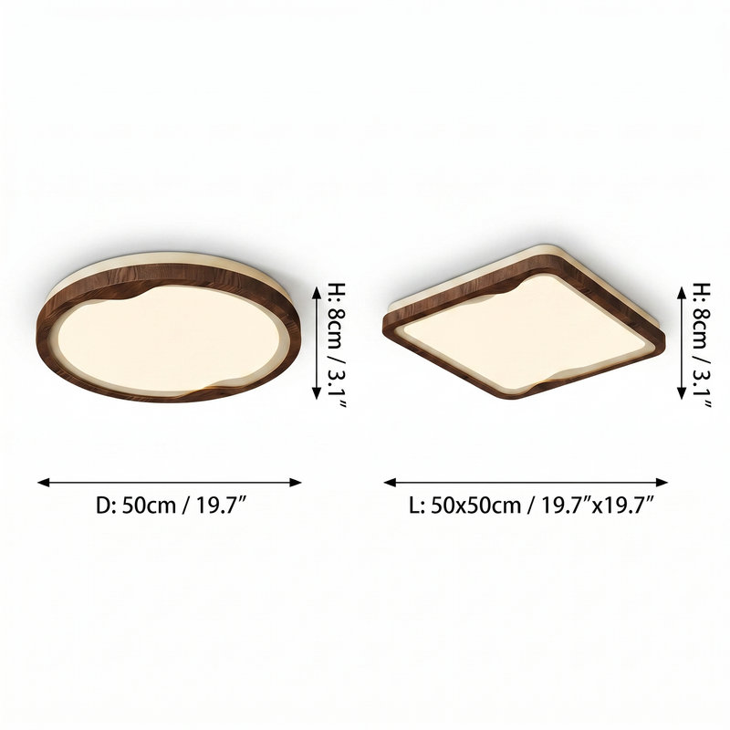 Modern LED Ceiling Light Fixture with Dimmable Brightness | Stylish Wood Grain Design for Home Decor