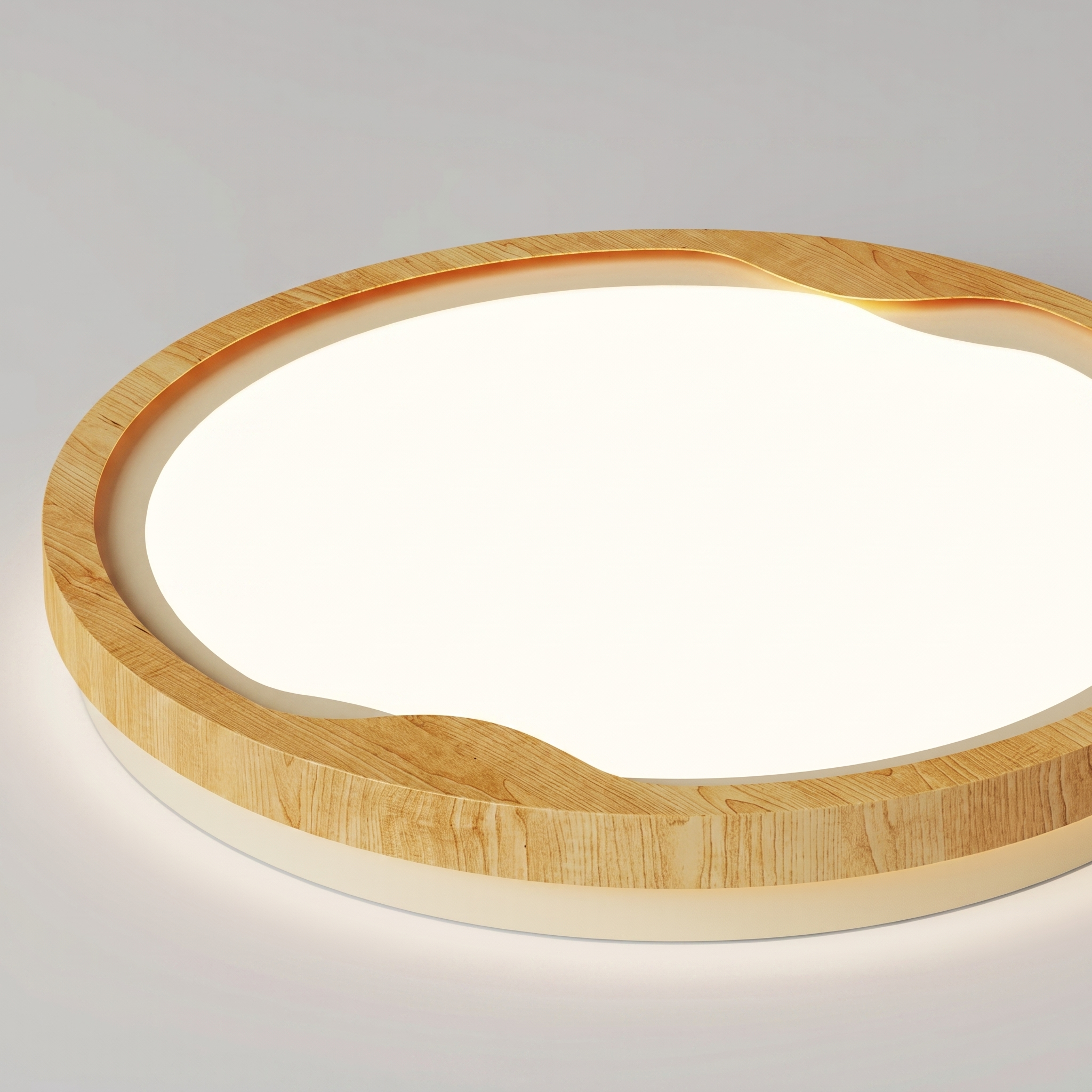 Modern LED Ceiling Light Fixture with Dimmable Brightness | Stylish Wood Grain Design for Home Decor