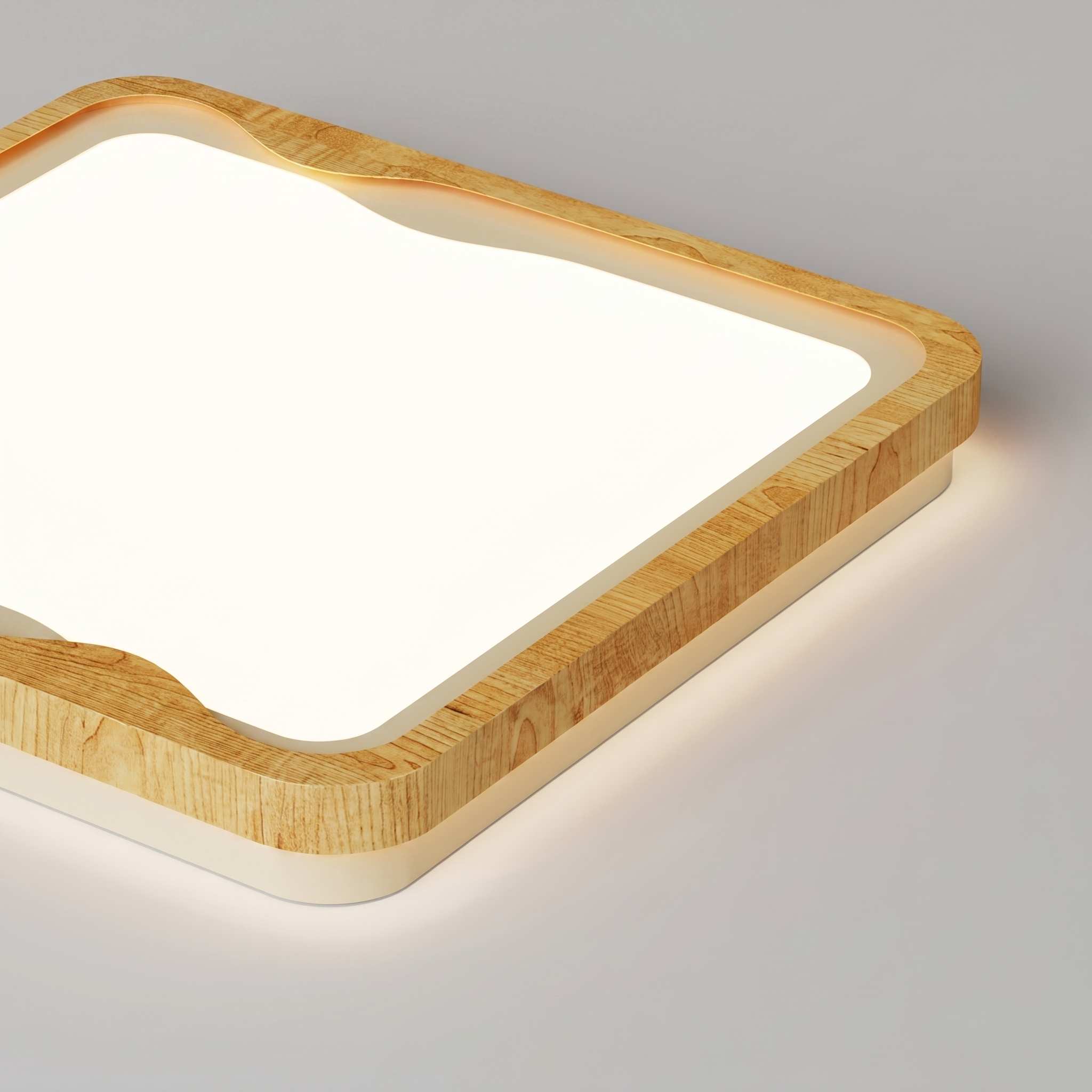 Modern LED Ceiling Light Fixture with Dimmable Brightness | Stylish Wood Grain Design for Home Decor