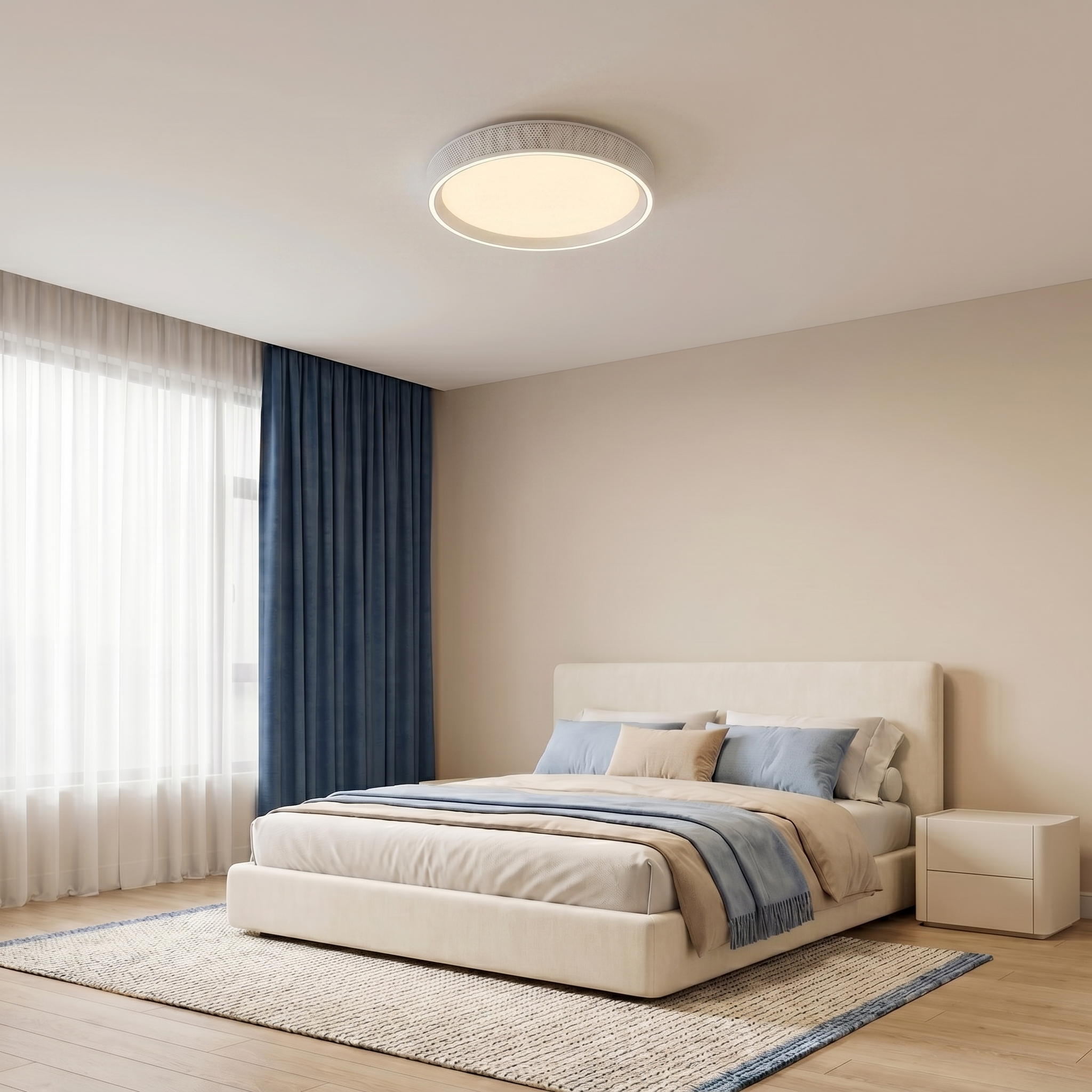 Modern Ceiling Light | LED Flush Mount Fixture with Remote Control | Adjustable Brightness for Versatile Home Lighting