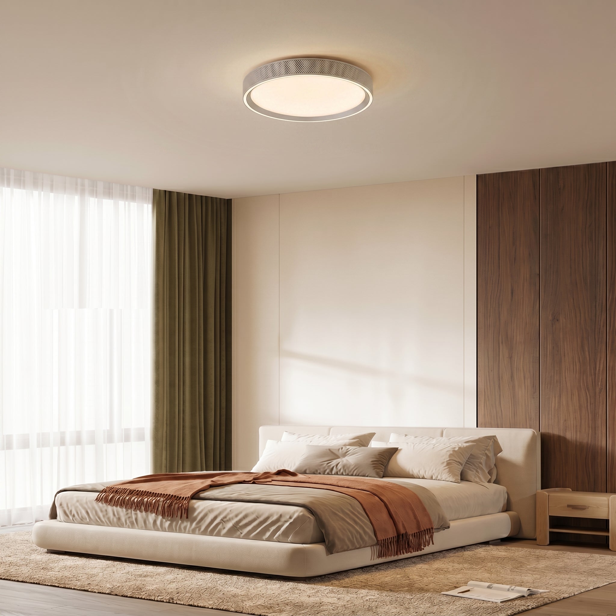 Modern Ceiling Light | LED Flush Mount Fixture with Remote Control | Adjustable Brightness for Versatile Home Lighting