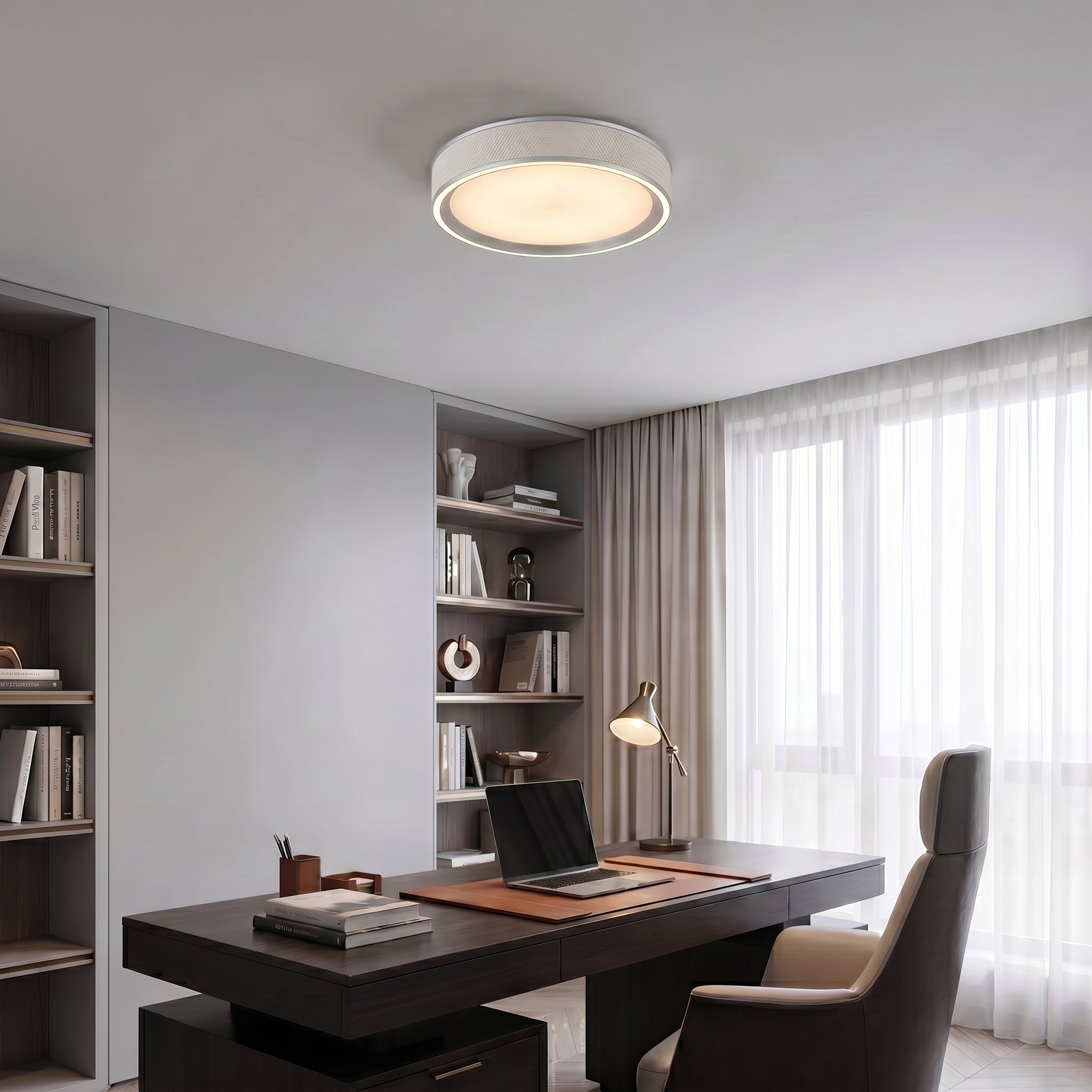Modern Ceiling Light | LED Flush Mount Fixture with Remote Control | Adjustable Brightness for Versatile Home Lighting