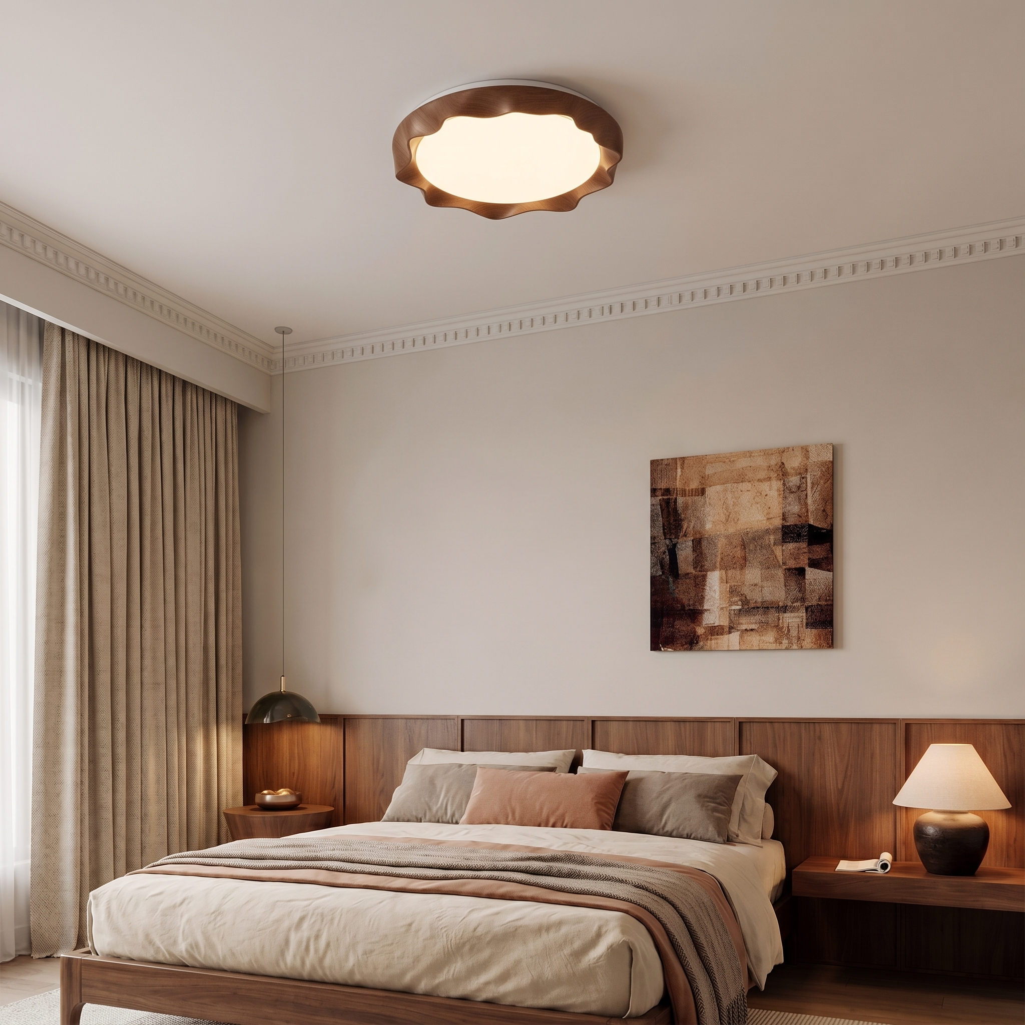 Nordic Wood Grain LED Flush Mount Ceiling Light