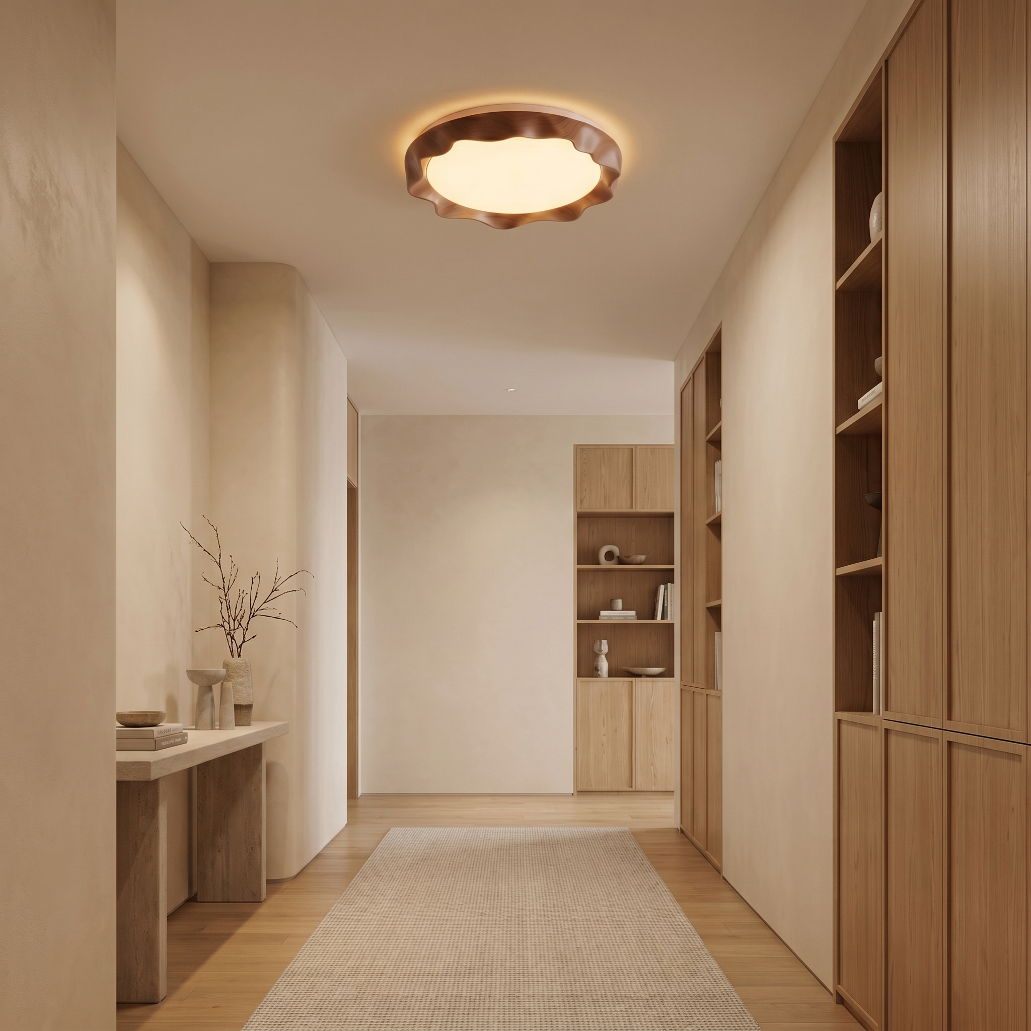 Nordic Wood Grain LED Flush Mount Ceiling Light