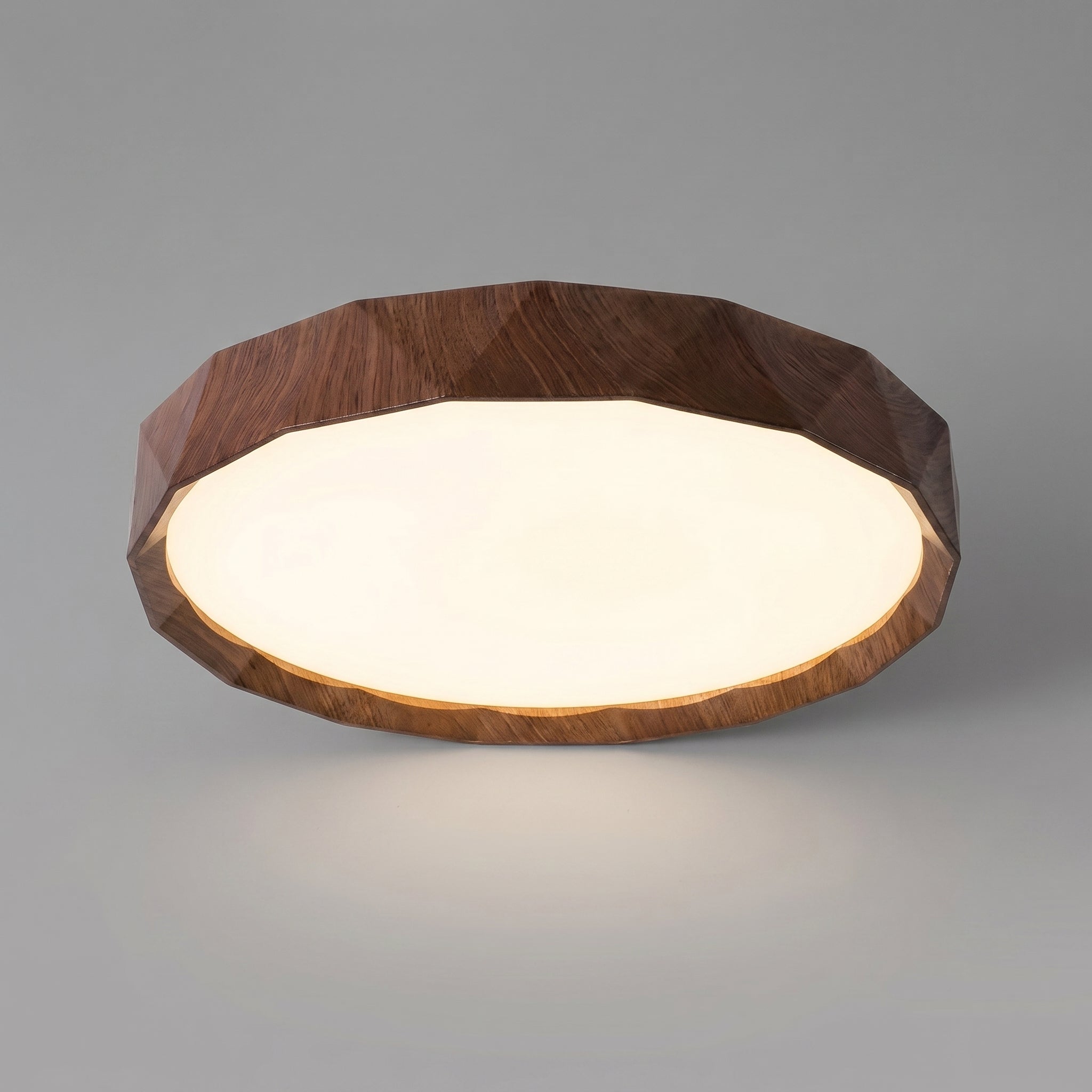 Nordic Walnut Flush Mount Ceiling Light Fixture with Dimmable LED