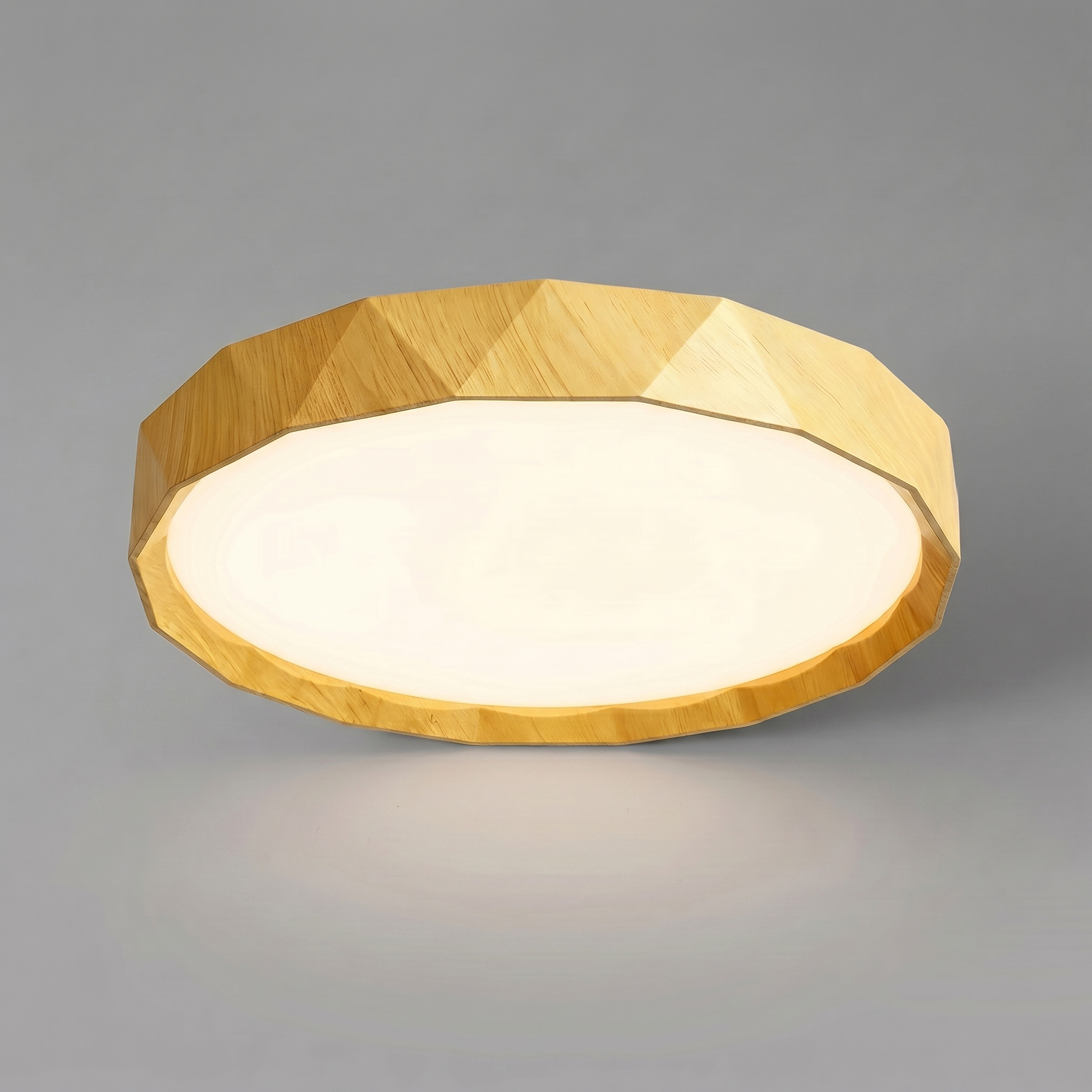 Nordic Walnut Flush Mount Ceiling Light Fixture with Dimmable LED