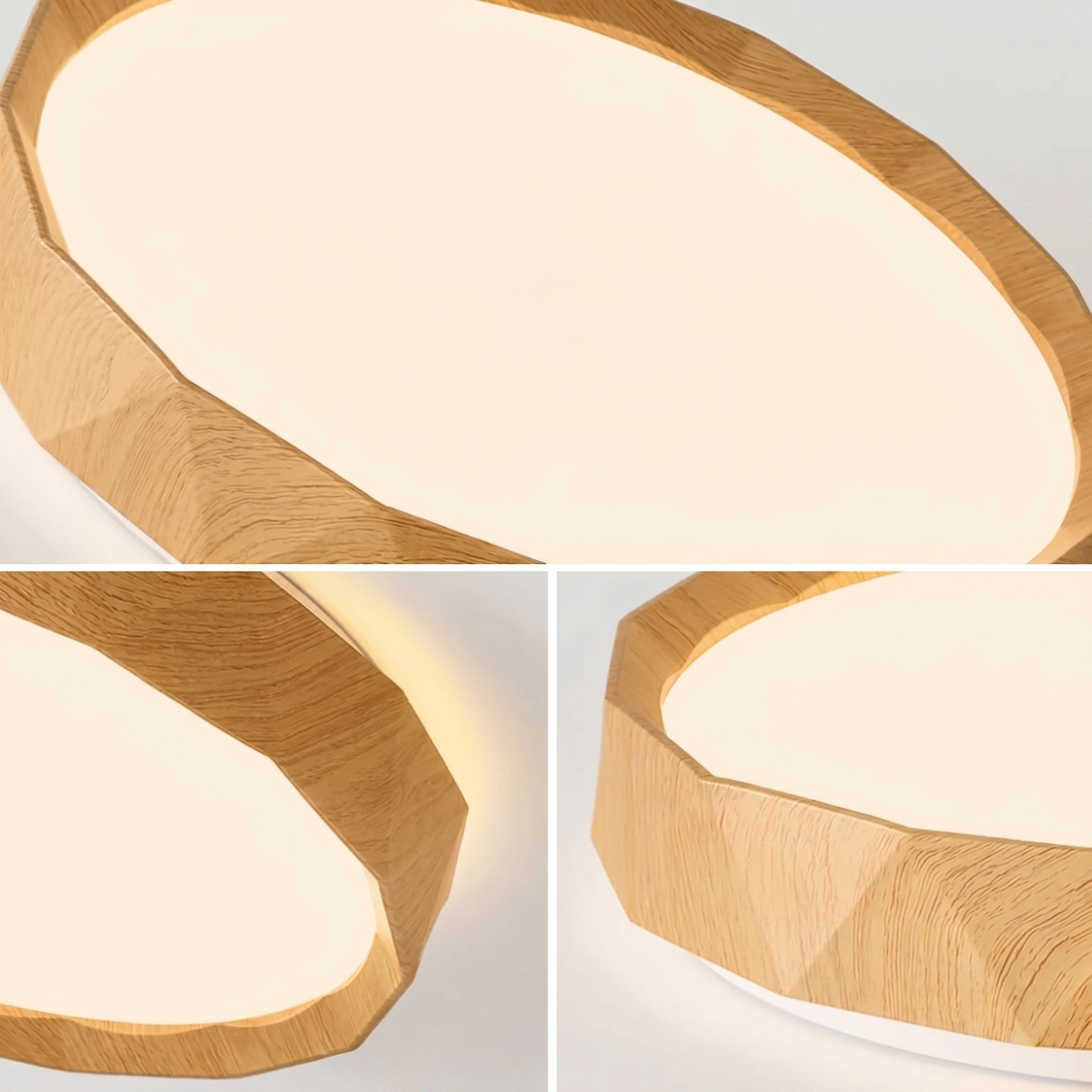 Nordic Walnut Flush Mount Ceiling Light Fixture with Dimmable LED