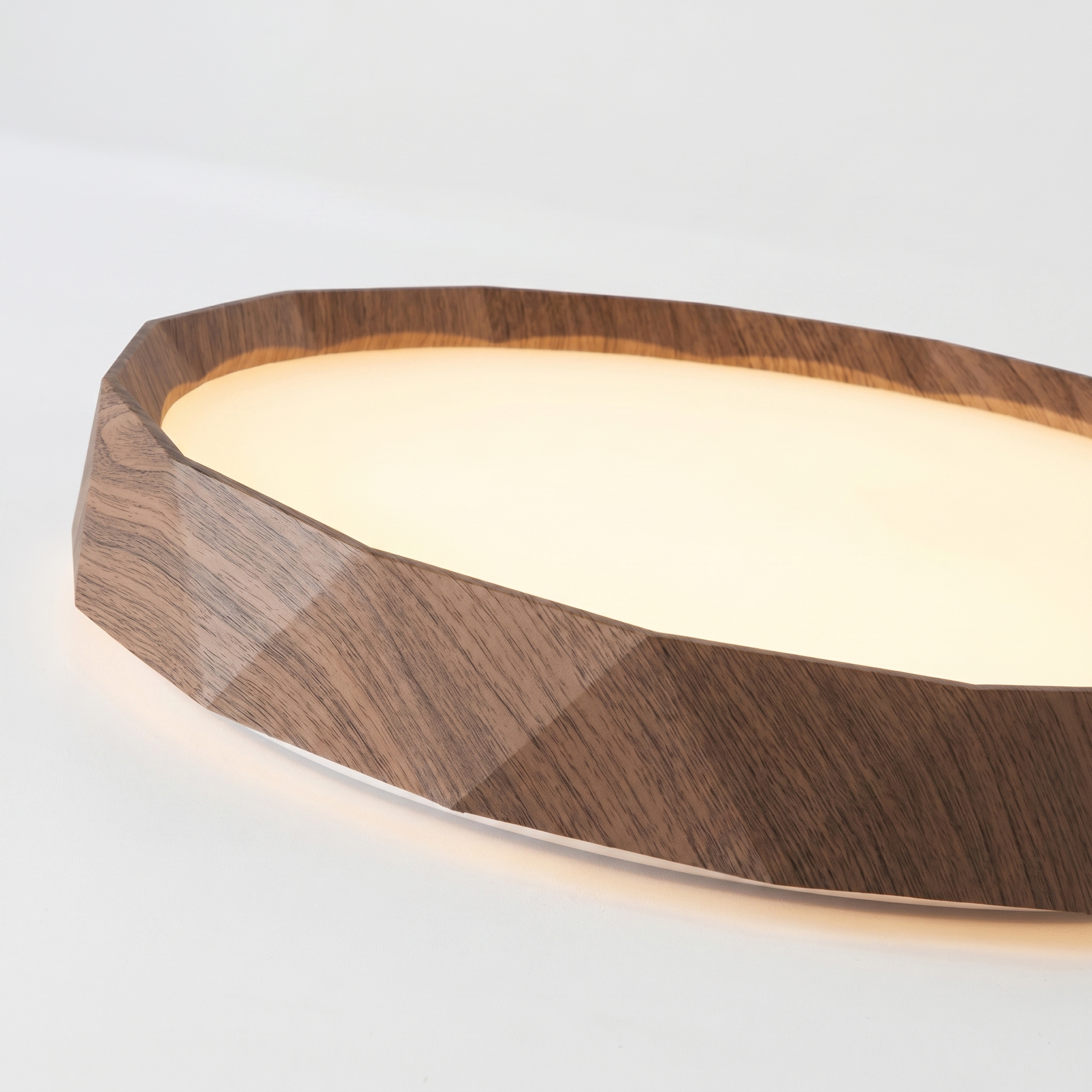 Nordic Walnut Flush Mount Ceiling Light Fixture with Dimmable LED