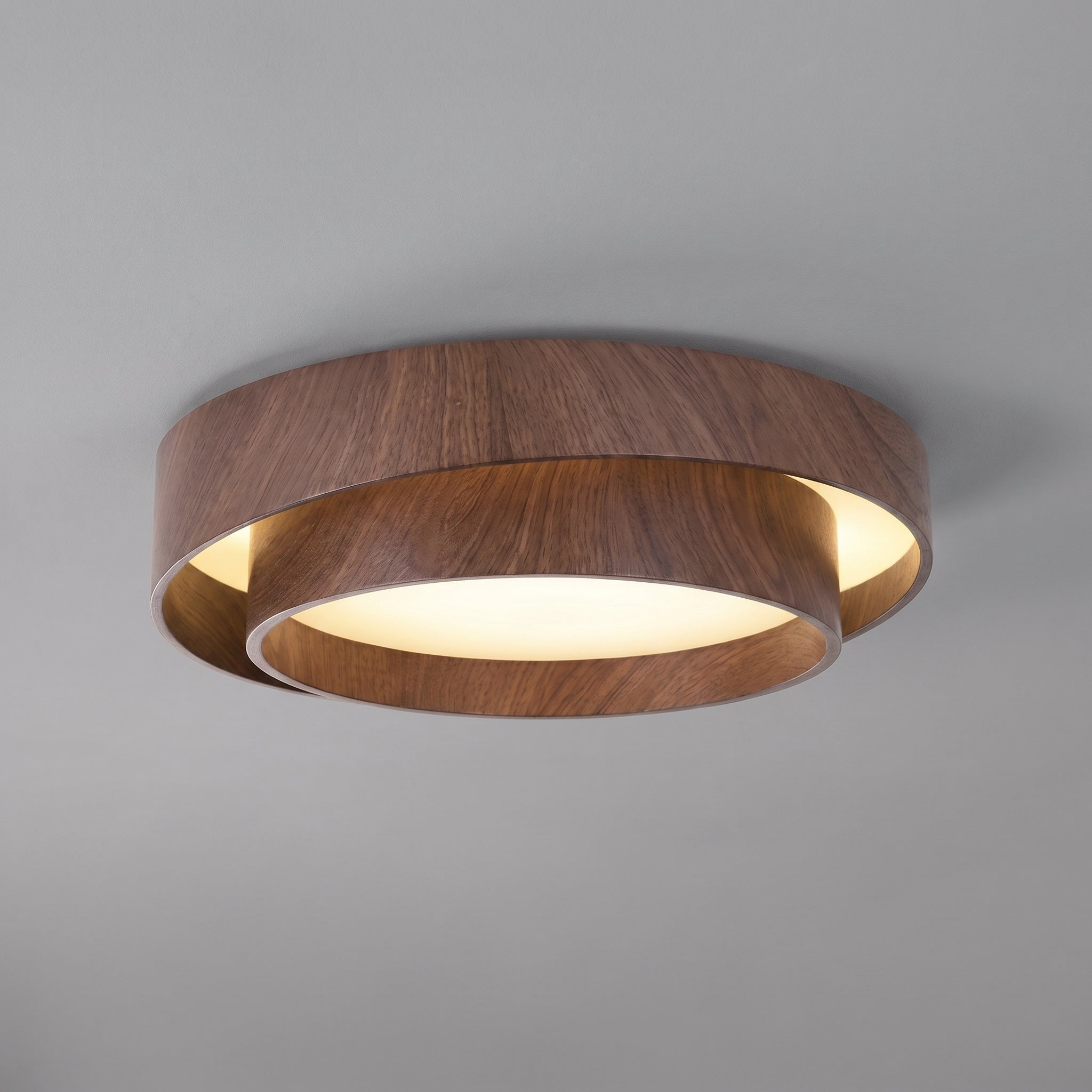 Nordic Walnut Grain LED Flush Mount Ceiling Light