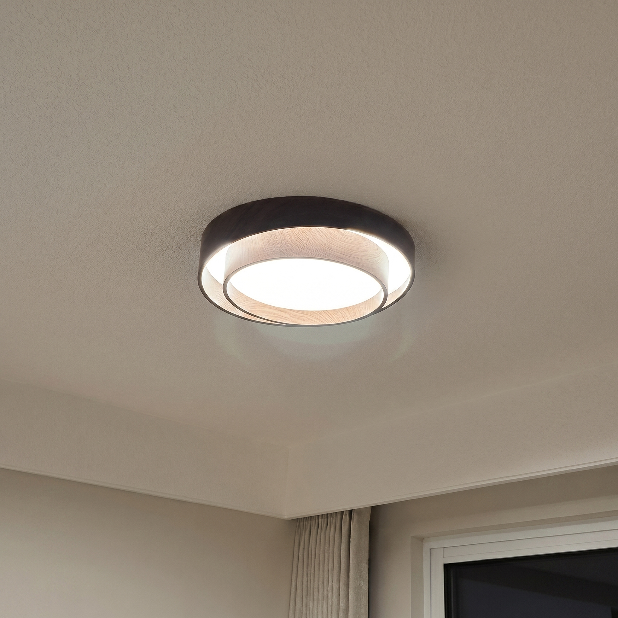Nordic Walnut Grain LED Flush Mount Ceiling Light