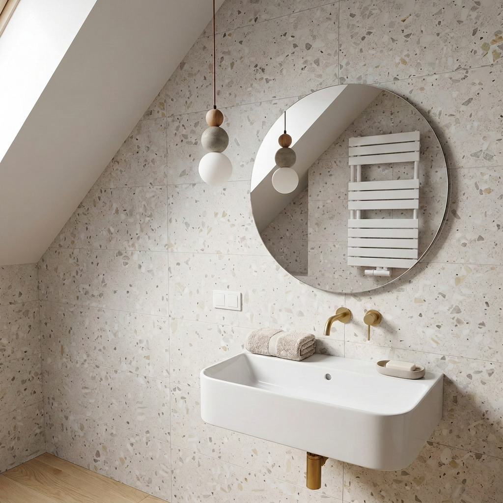 Travertine & Wood LED Pendant Light – Bauhaus Style