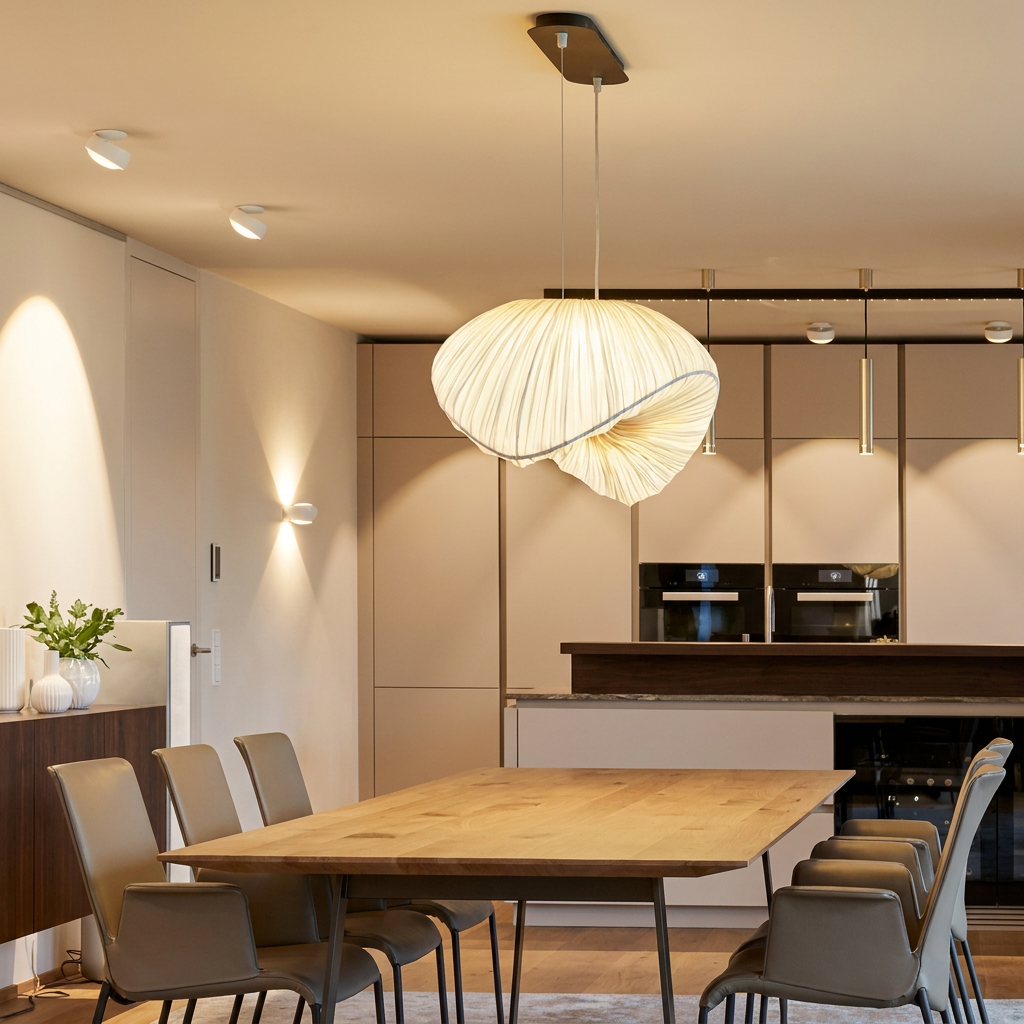 NordicWeave | Elegant Modern Fabric Dining Room Chandelier Light