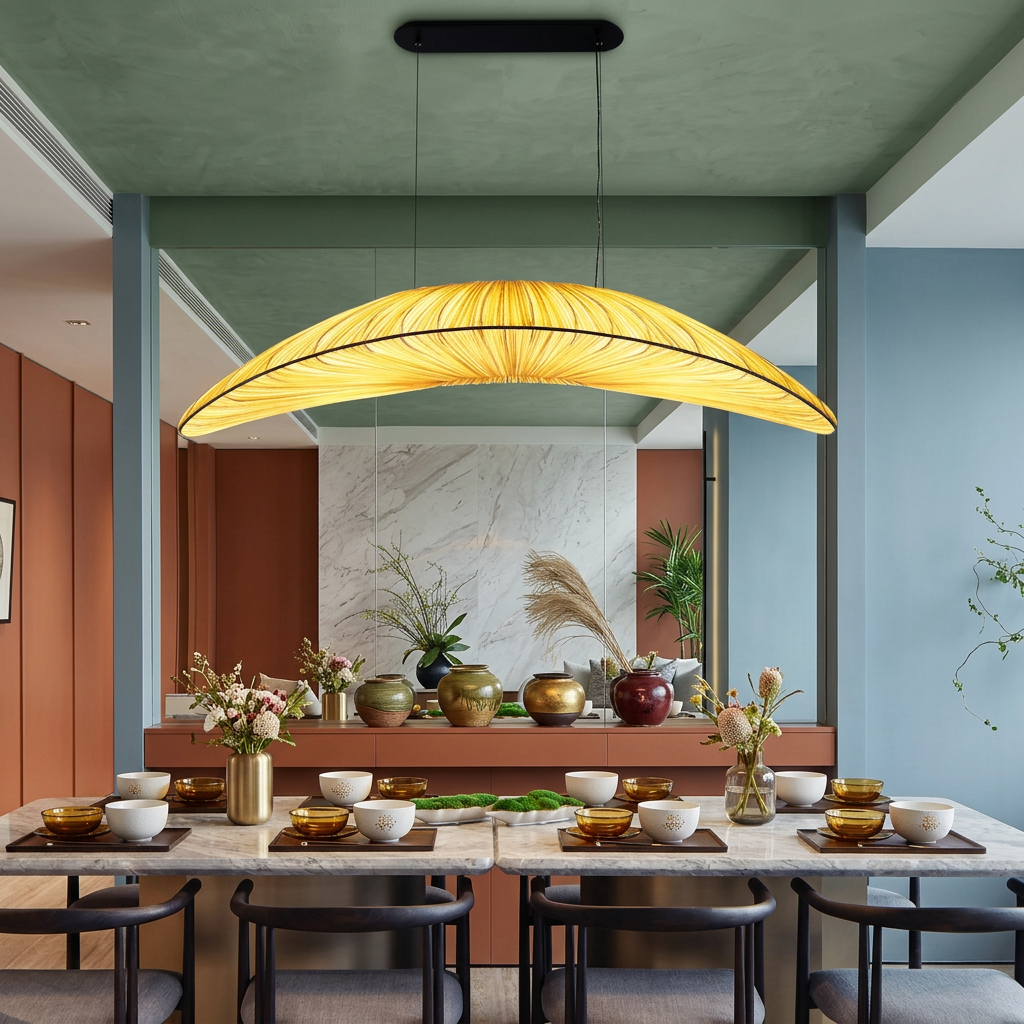 NordicWeave | Elegant Modern Fabric Dining Room Chandelier Light