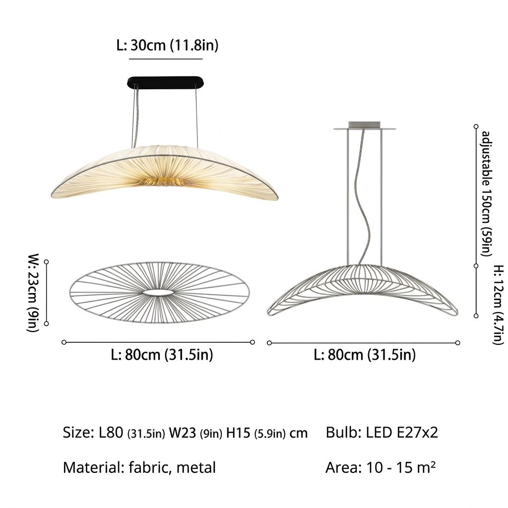 NordicWeave | Elegant Modern Fabric Dining Room Chandelier Light