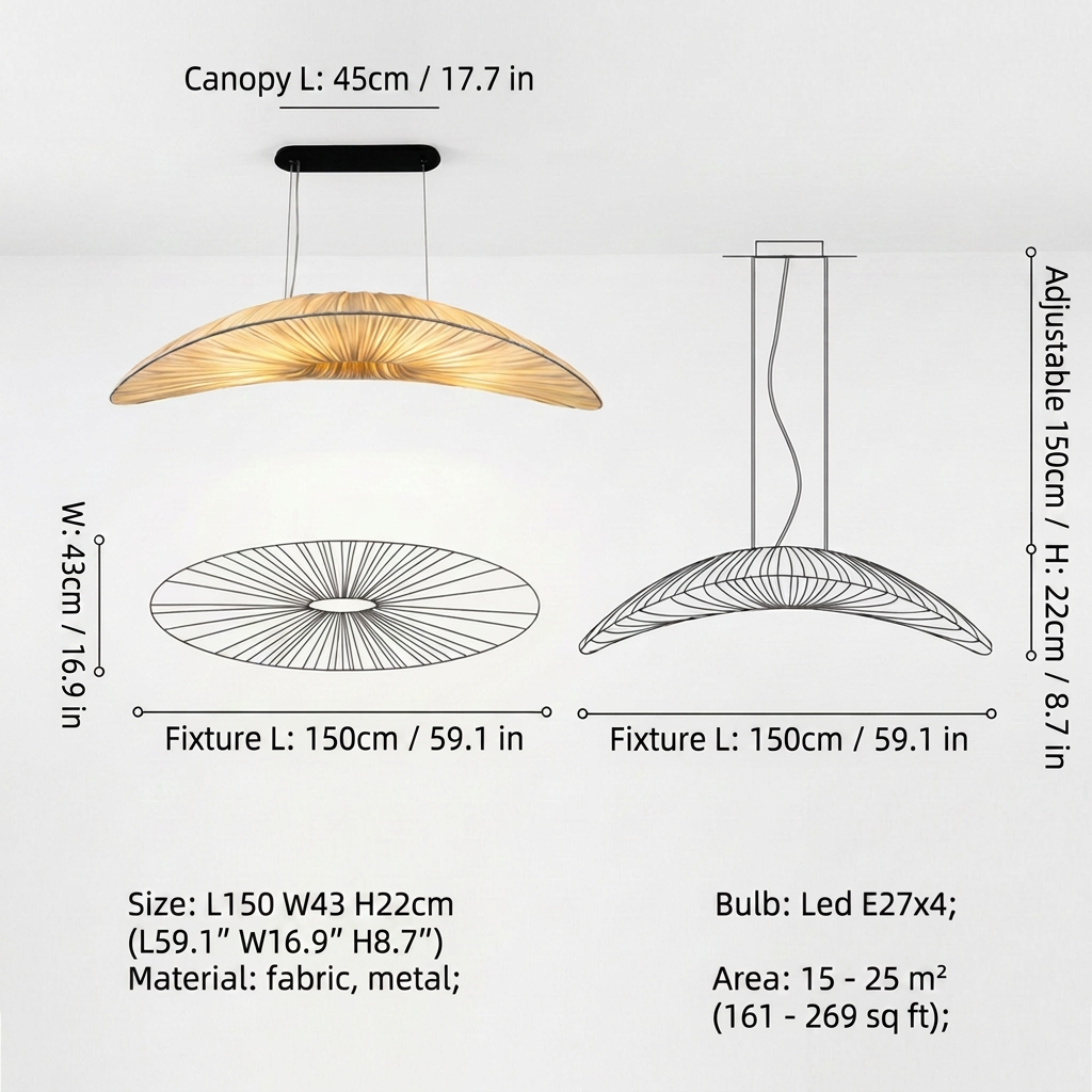 NordicWeave | Elegant Modern Fabric Dining Room Chandelier Light