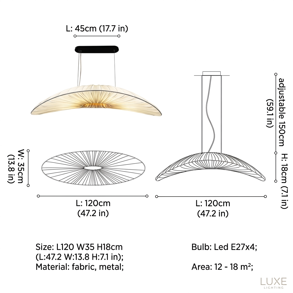NordicWeave | Elegant Modern Fabric Dining Room Chandelier Light