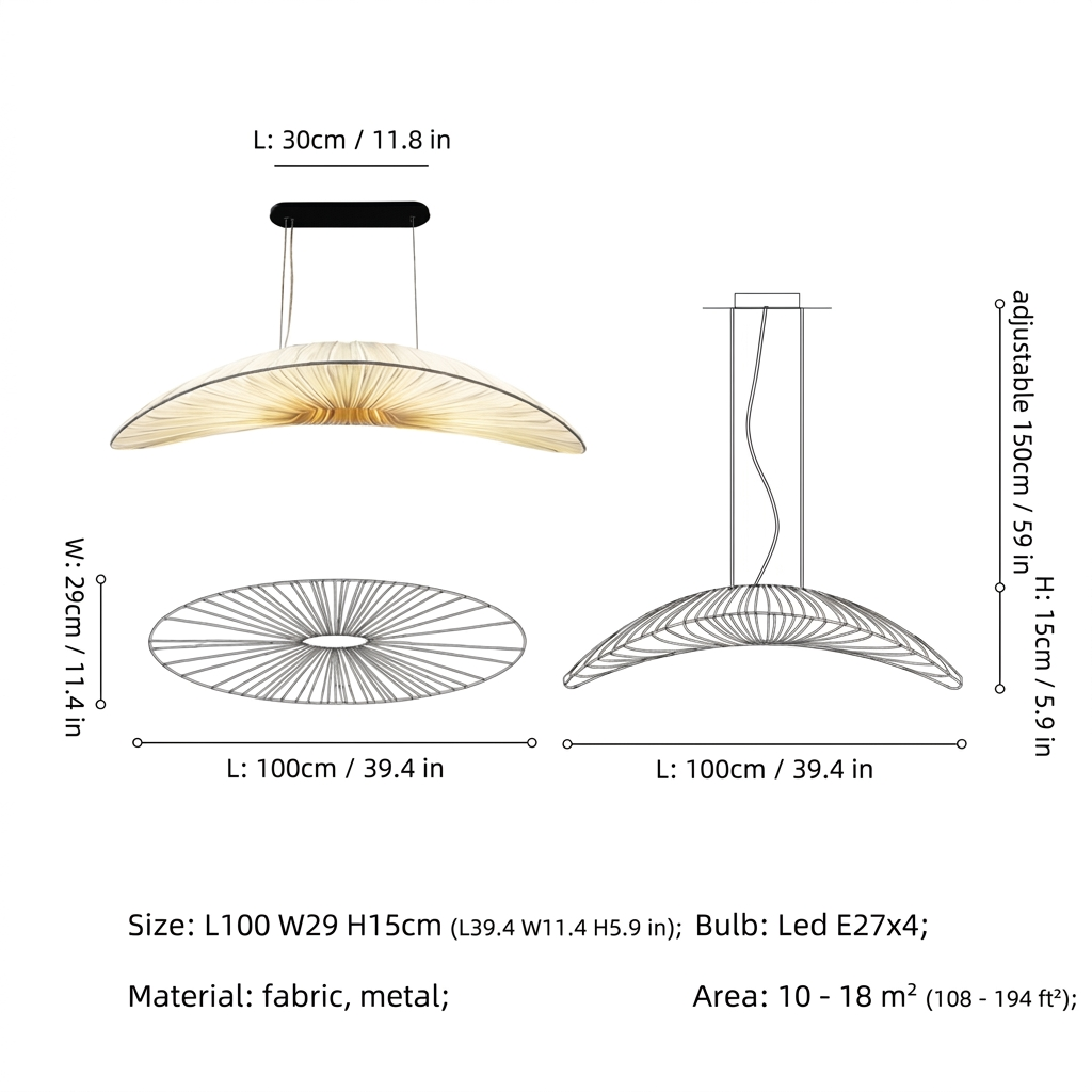 NordicWeave | Elegant Modern Fabric Dining Room Chandelier Light