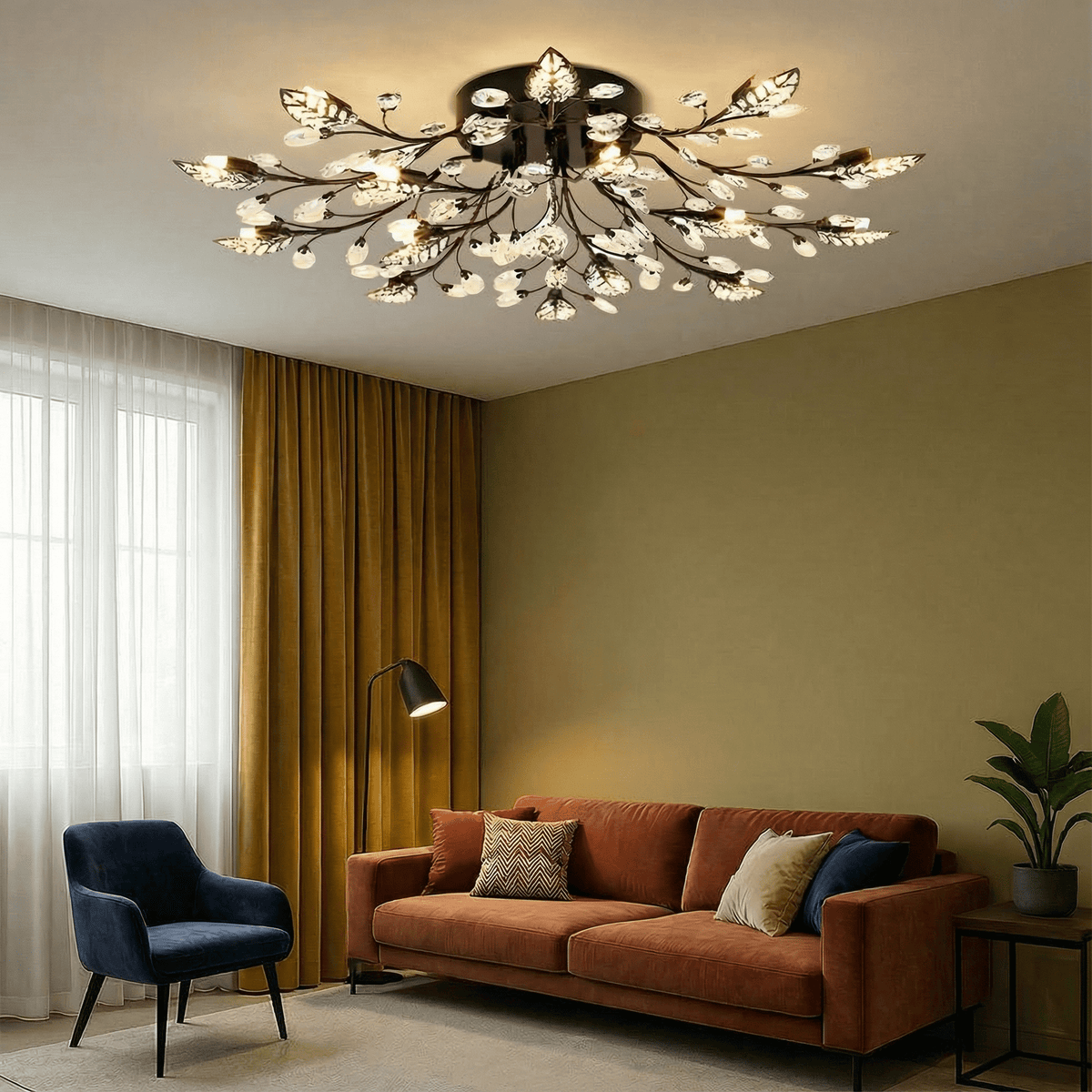 Luminara | Elegant Crystal Flush Mount Ceiling Light Fixture - Kelvinum
