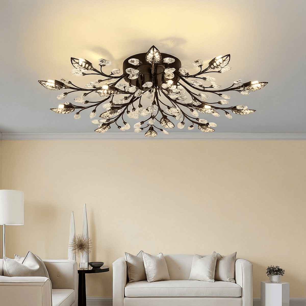 Luminara | Elegant Crystal Flush Mount Ceiling Light Fixture - Kelvinum
