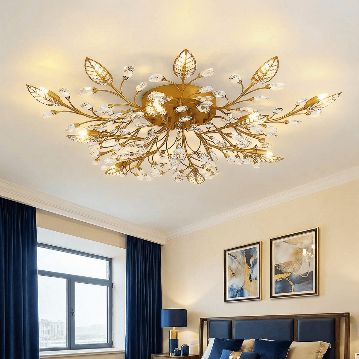Luminara | Elegant Crystal Flush Mount Ceiling Light Fixture - Kelvinum