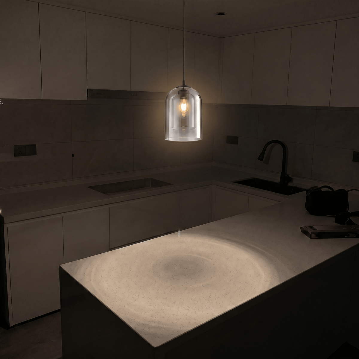 Modern Glass Pendant Light for Kitchen, Bedside & Commercial Spaces | Lunaris - Kelvinum