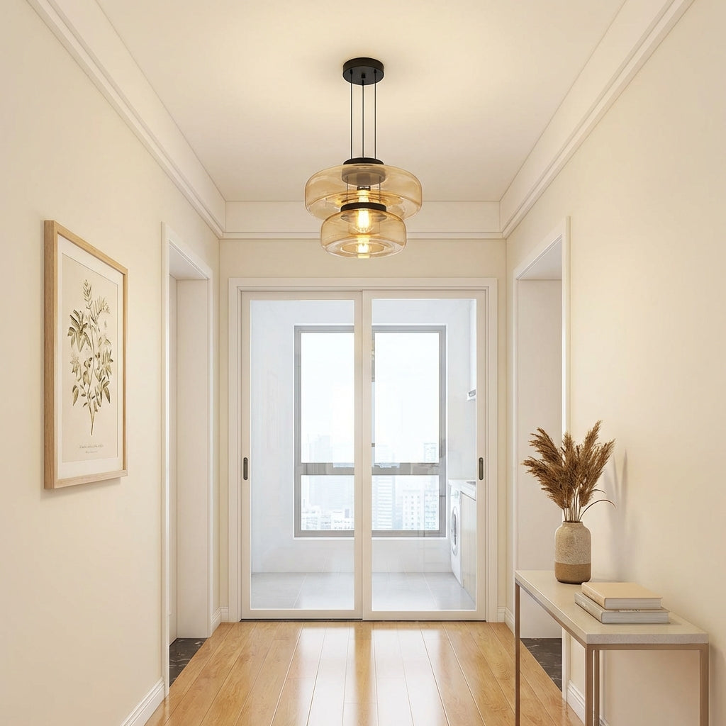 Luminara | Dynamic Amber Glass Kitchen Pendant Lighting Fixture