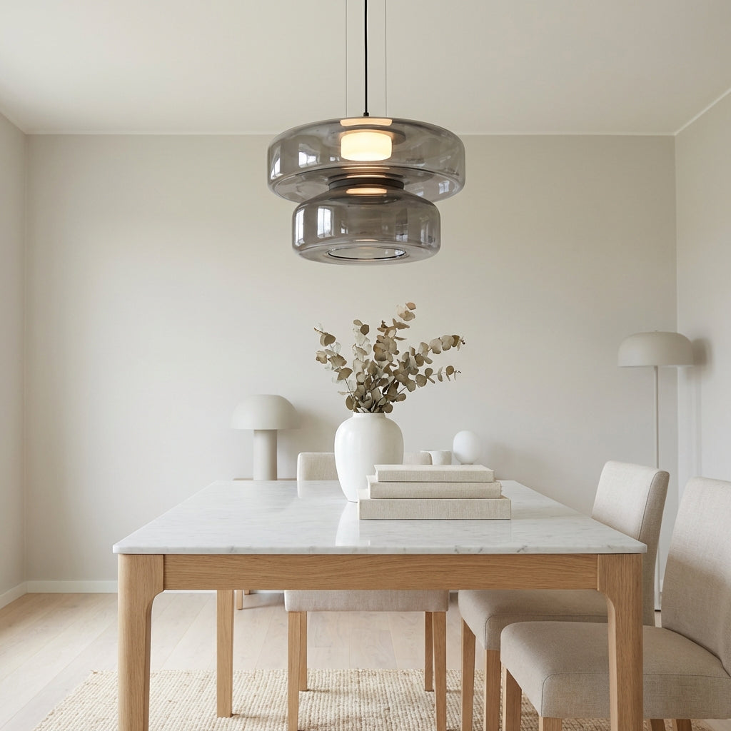 Luminara | Dynamic Amber Glass Kitchen Pendant Lighting Fixture